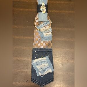 Patchwork Denim and Brown Junk Tie